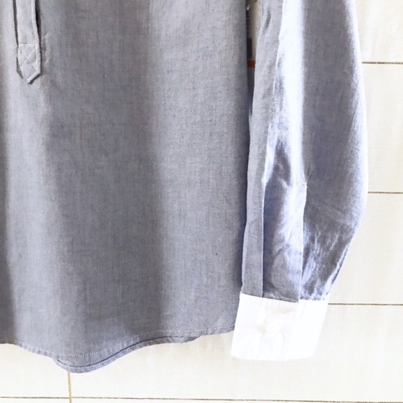 Tommy Hilfiger Blue White Long Sleeve Popover Top - Picture 5 of 8